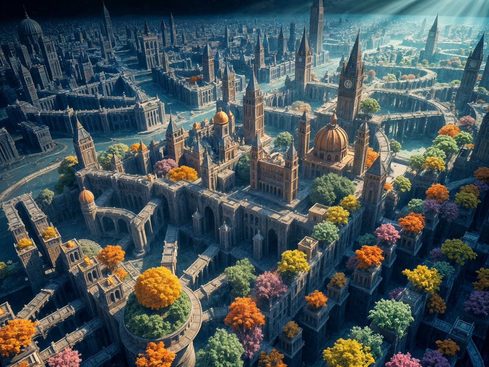 Intricate Fractal Cityscape Generated with Mandelbulb3D