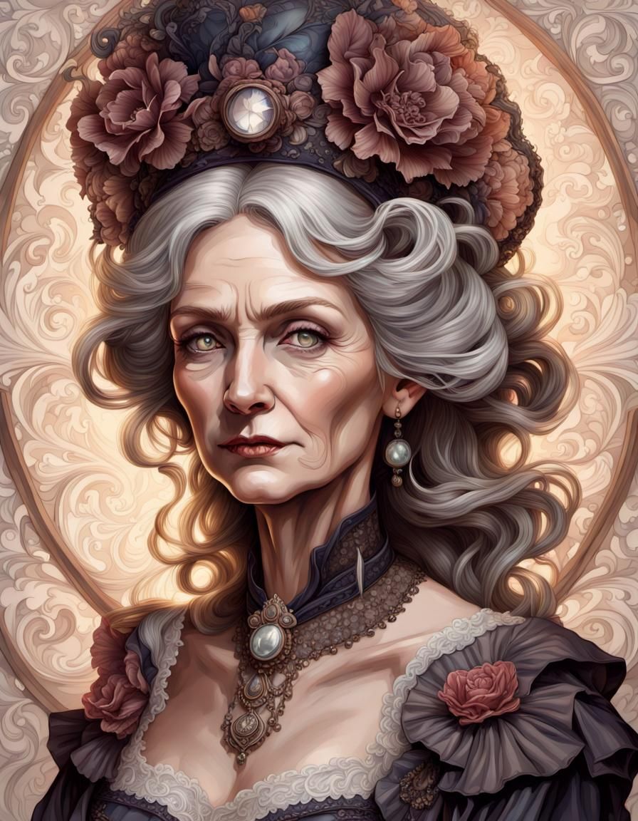 Art Nouveau Portrait of Victorian Woman