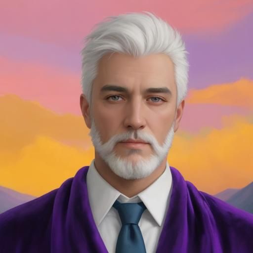 Elegant Man in Purple Velvet Robe: Impressionist Portrait