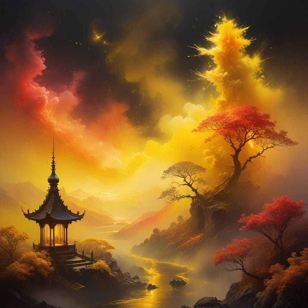 Vibrant Nighttime Masterpiece with Yellow Canary