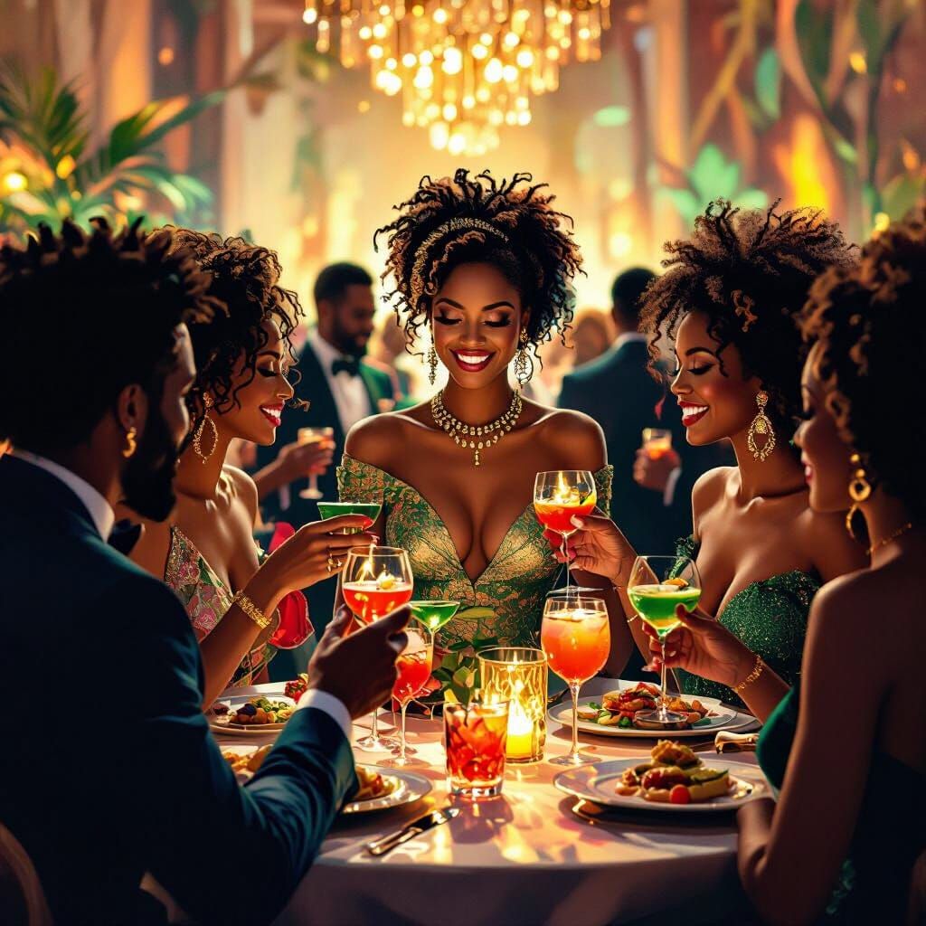 Upscale Afro Cocktail Party With Dancing and Gourmet Food