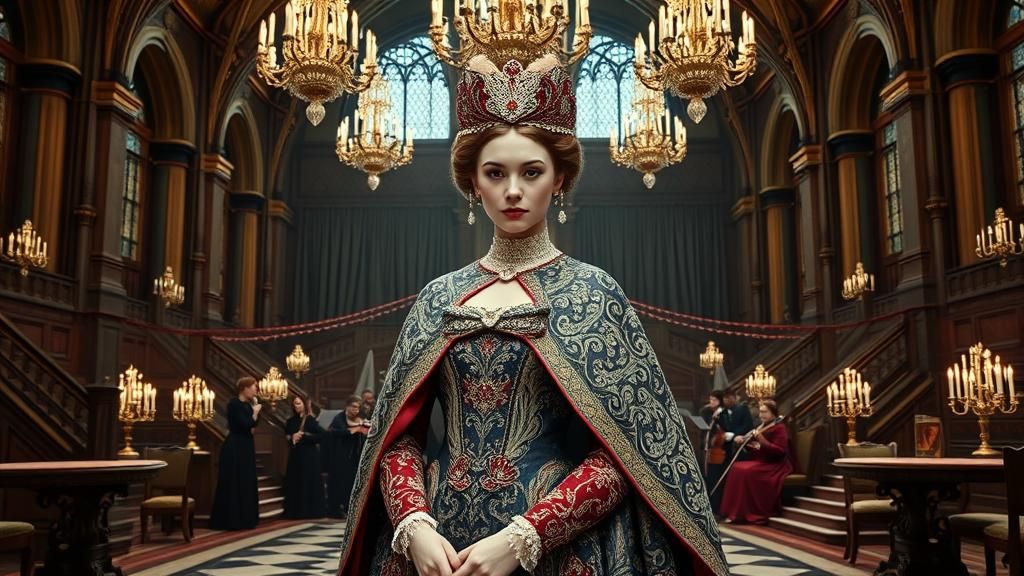 Noblewoman at Masquerade Ball in Oil Painting Style