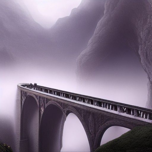 Misty Mountains Bridge: Epic Digital Matte Painting