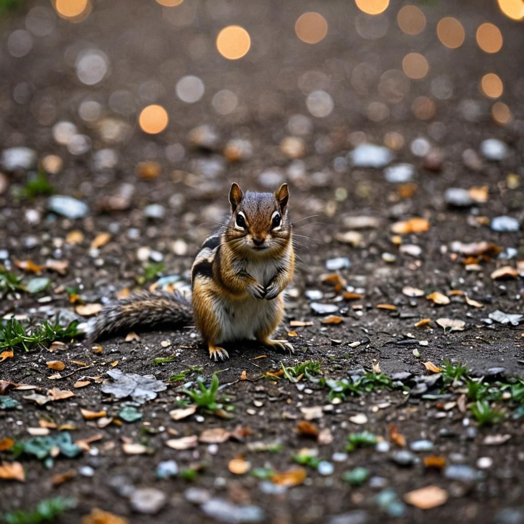 Chipmunk Portrait with Bokeh Background