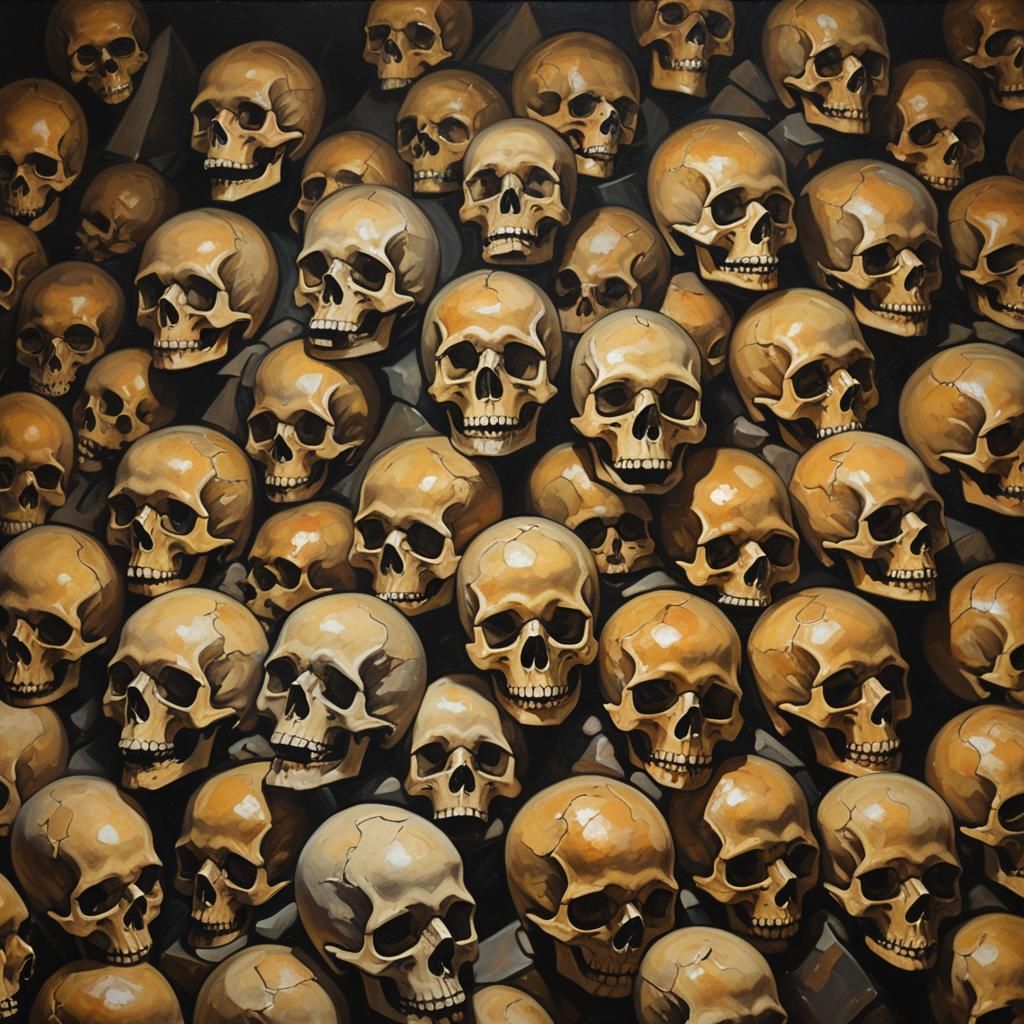 Skull Pyramid in Atelier Lighting as Oil Painting