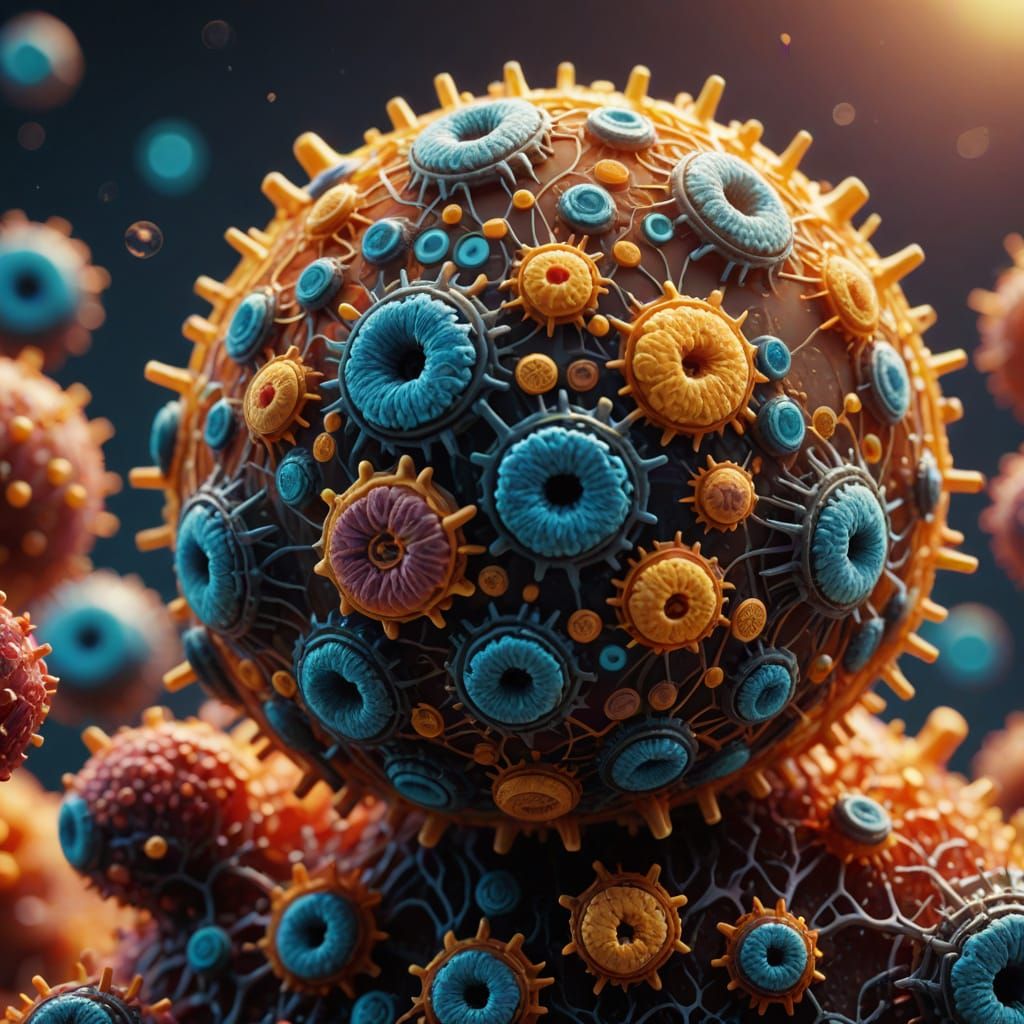 Microscopic World: Hyper-Realistic Macro Photo of Cartoon Mi...