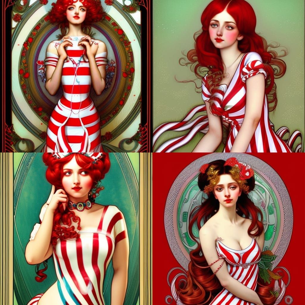 Candy Cane Goddess in Detailed Digital Painting