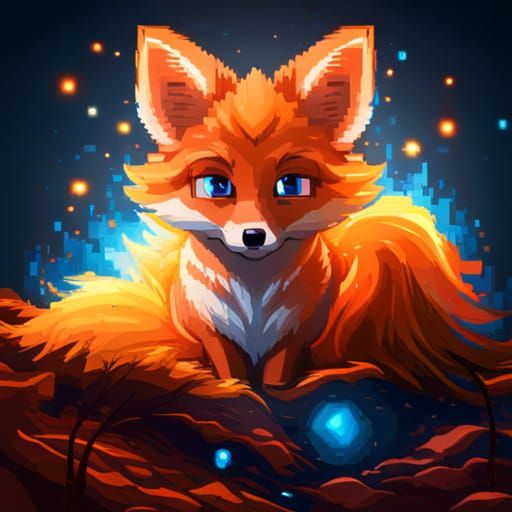8-Bit Pixel Art: Cute Cosmic Baby Fox