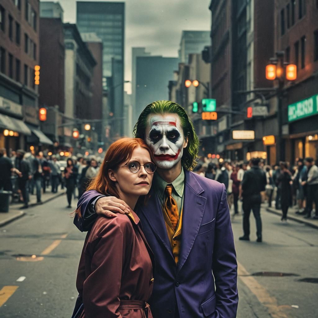 Joker and Barbara Gordon: Cinematic Film Still