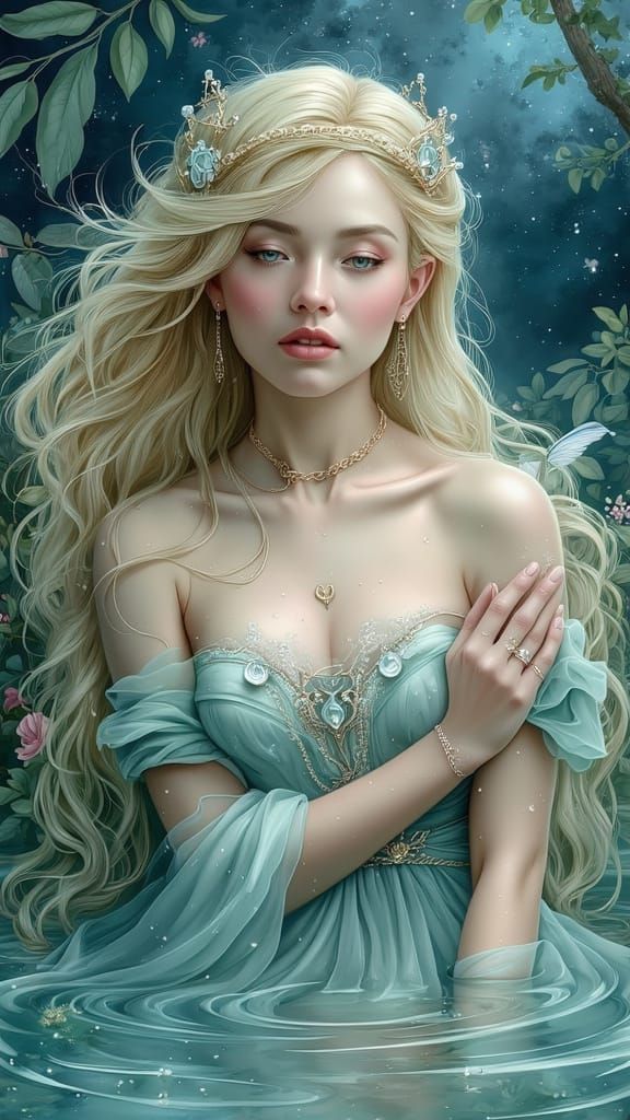 Elf Woman Bathed in Moonlight with Pixie Dust