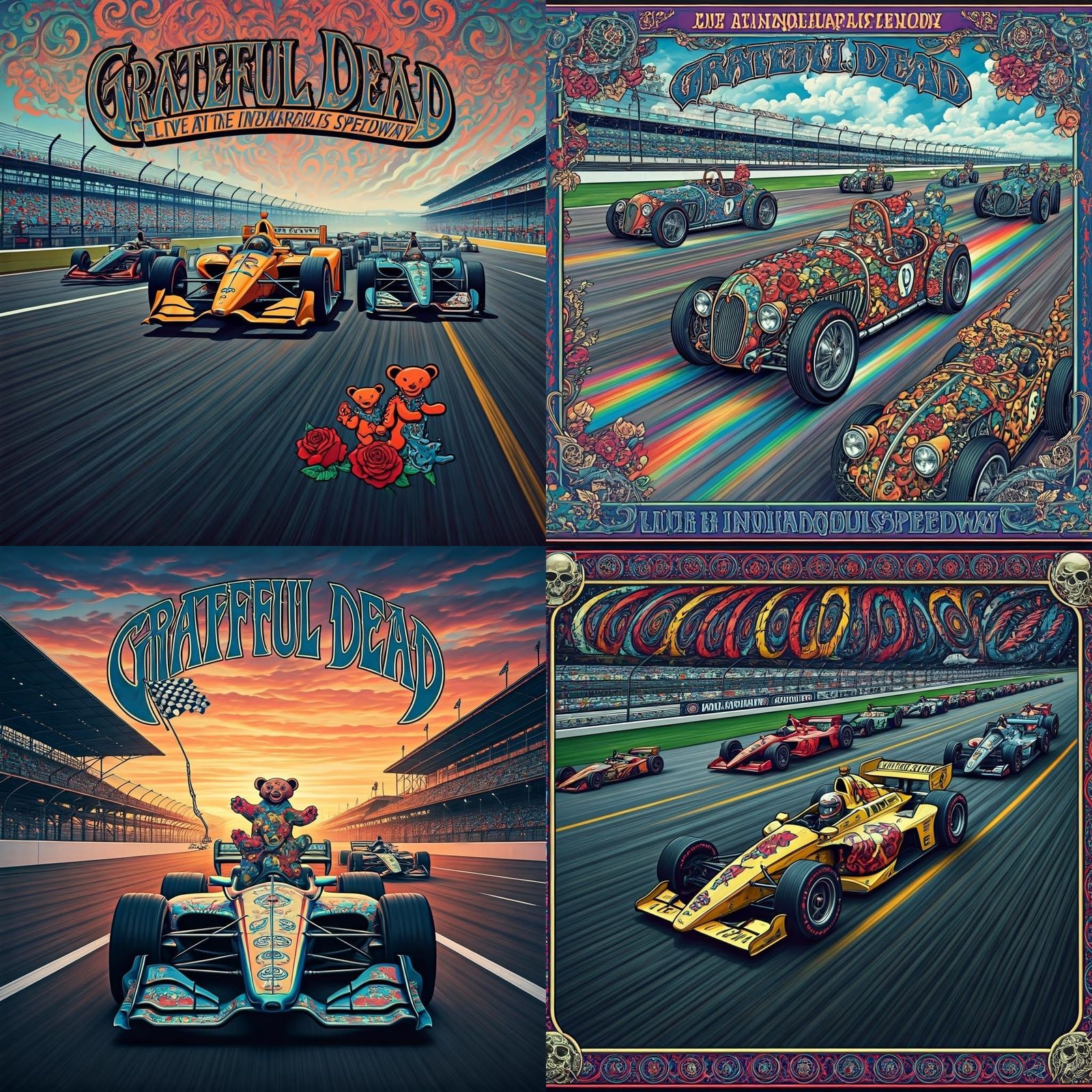 Grateful Dead at Indianapolis Speedway in Psychedelic Art