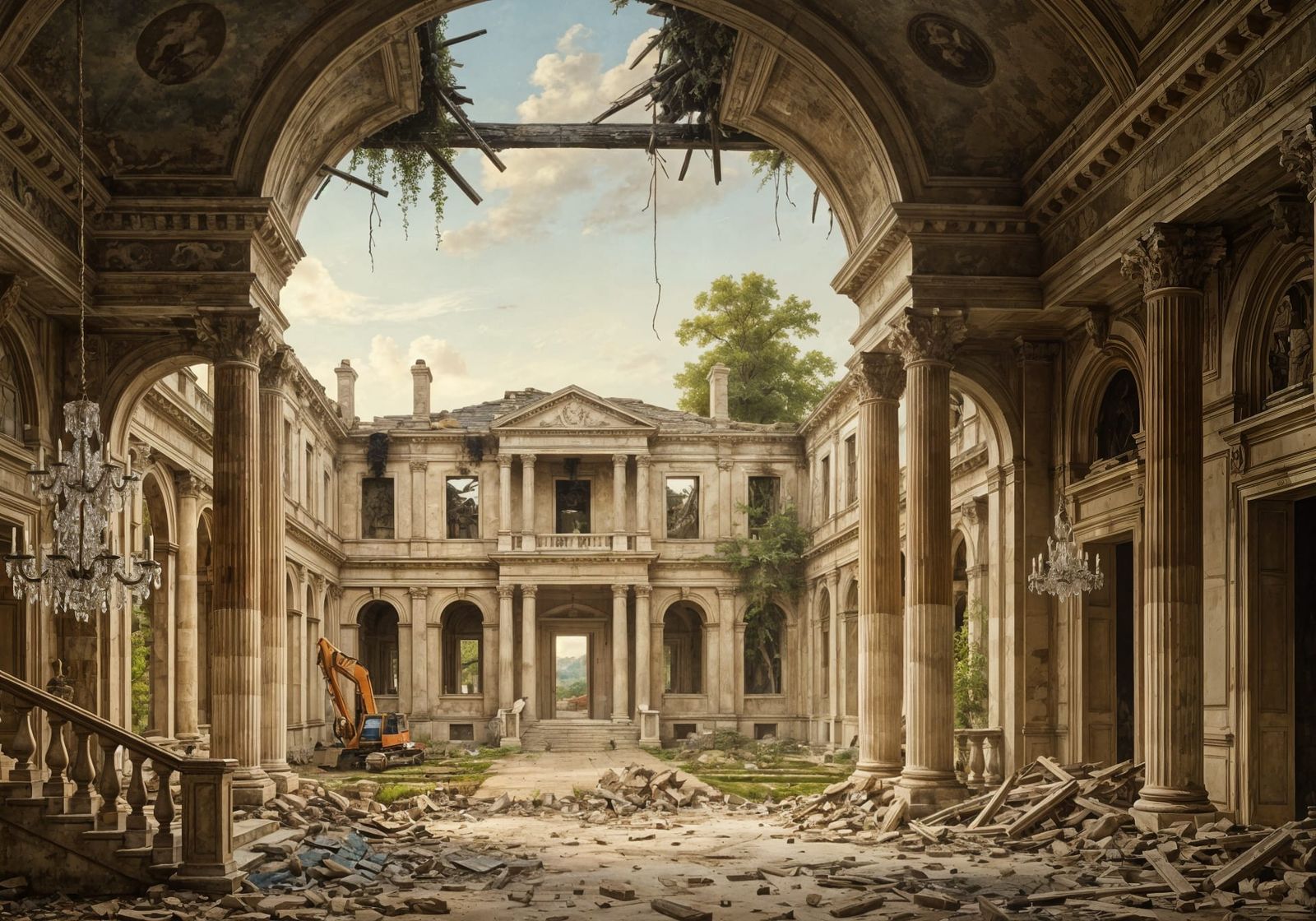 Romantic Landscape of Decaying Georgian Manor