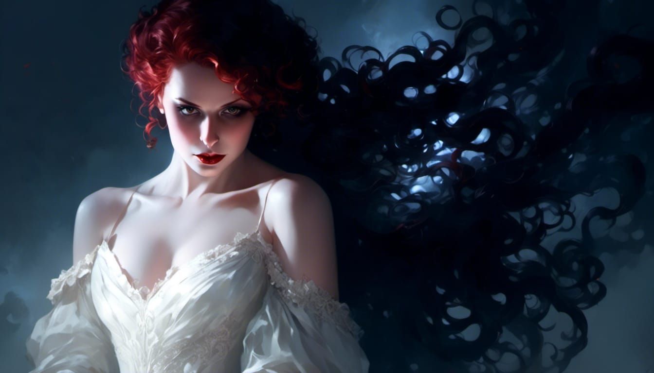 Victorian Vampire Portrait with Red Hair
