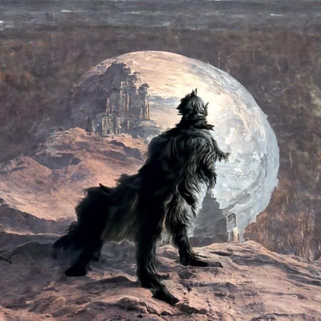 Werewolf on the Moon in Baroque Renaissance Style