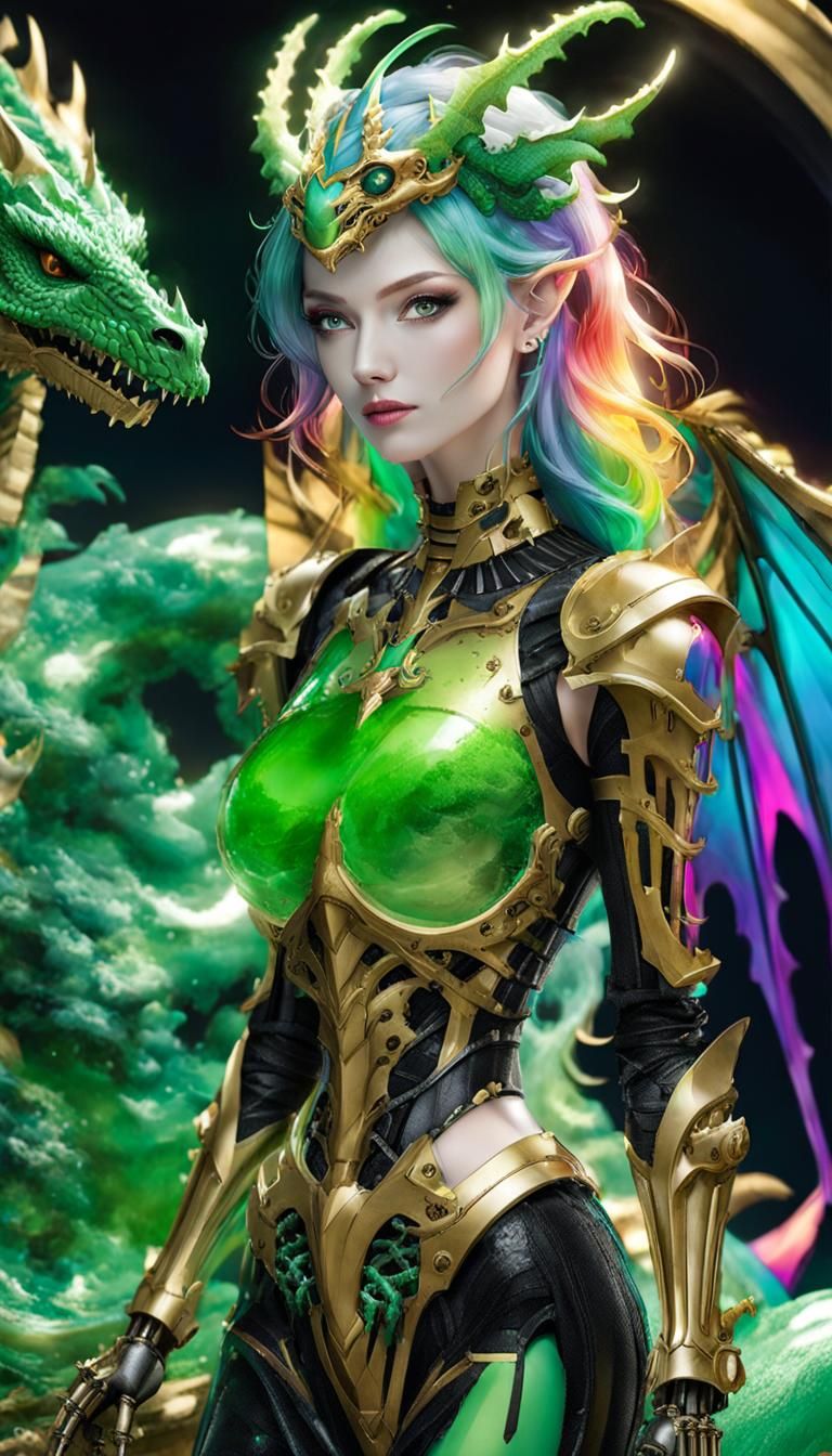 Chimera Girl: Dragon, Robot, and Slime Fusion