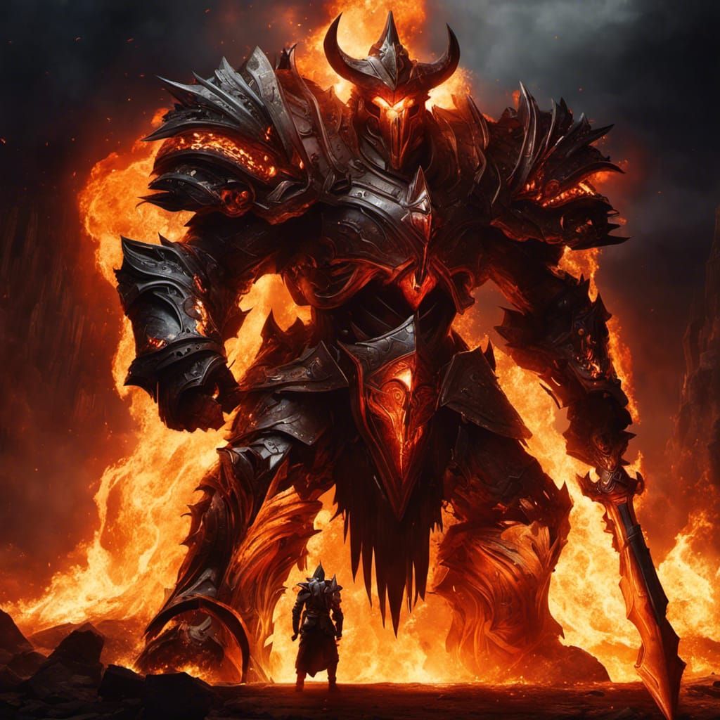 Fiery Fire Giant Dreadnaught in Dark Fantasy Style