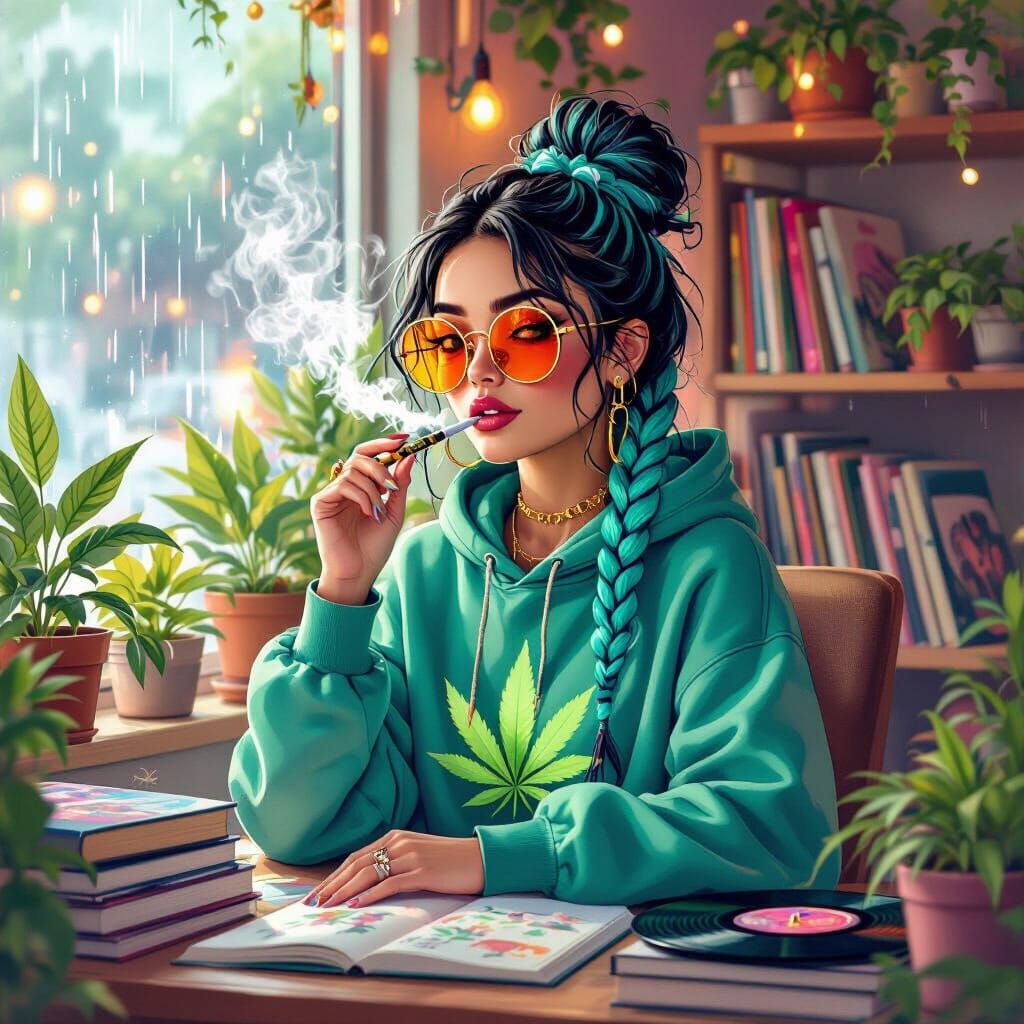 Cosmic Florist: Jade in Painterly Realism