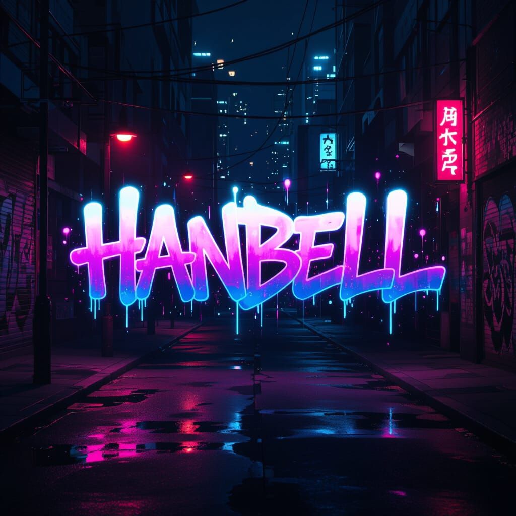 Neon Graffiti Wordmark in Urban Street Art Style