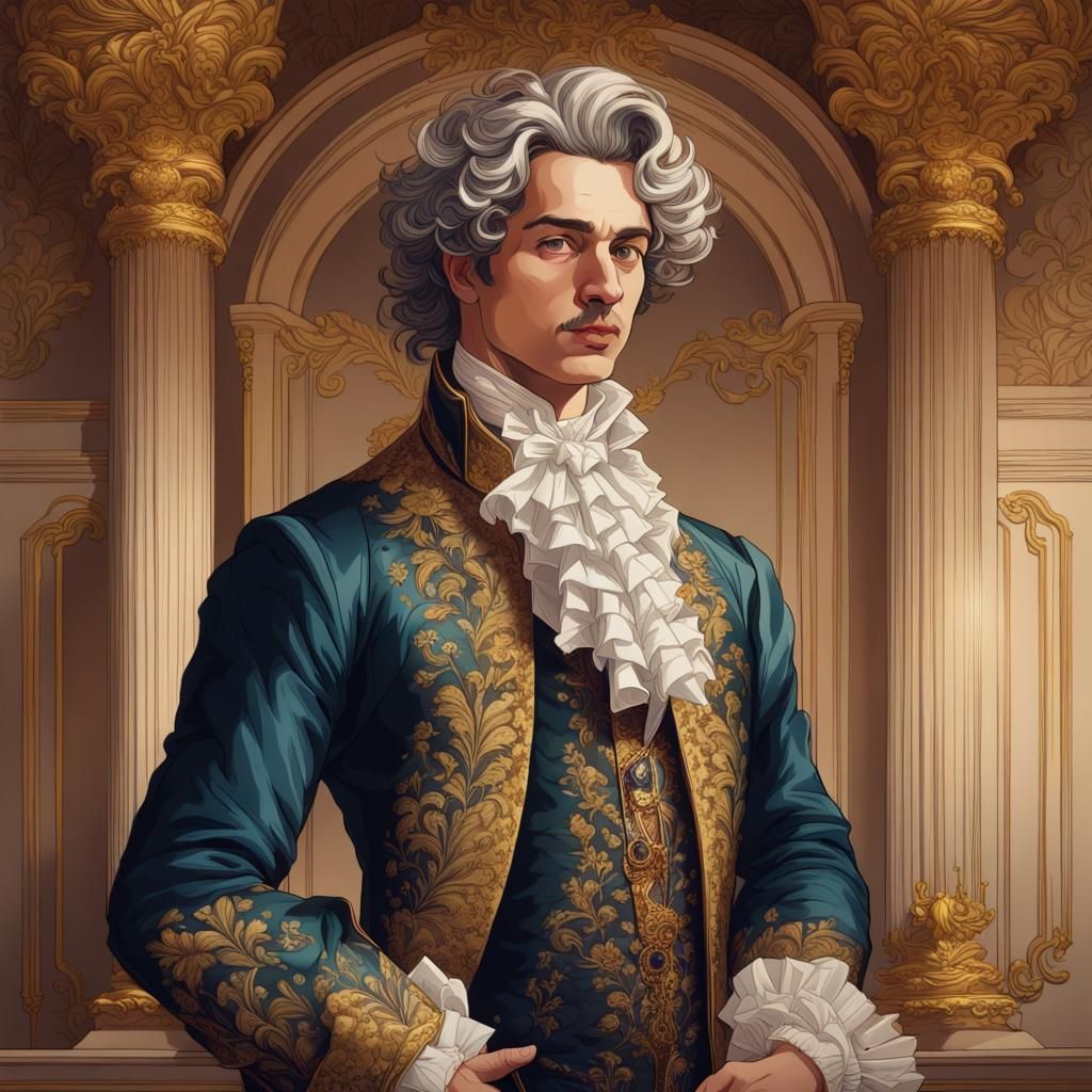Baroque Illustration of a Distinguished Young Man