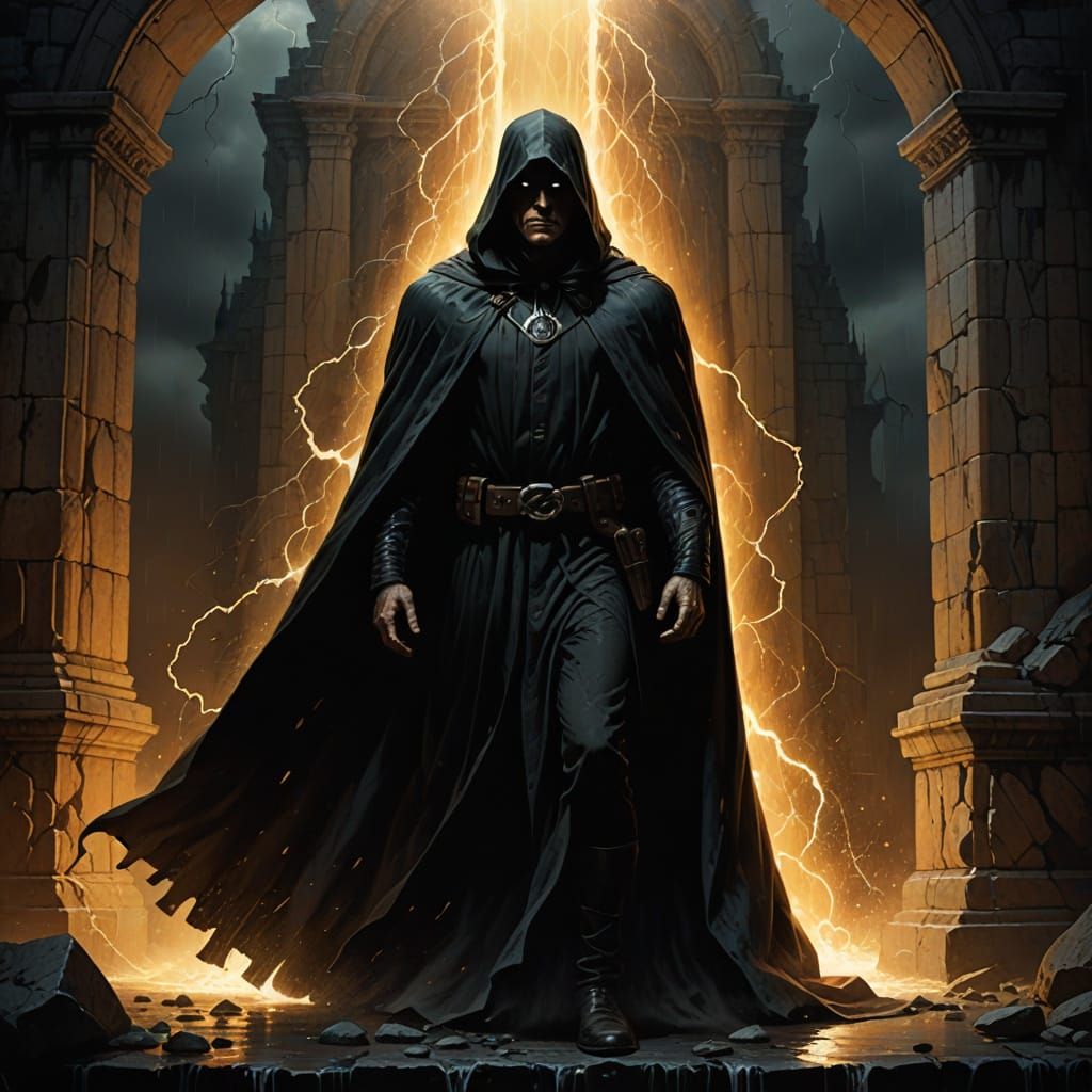 Dark Fantasy Giant Strikes Wall in Gothic Style