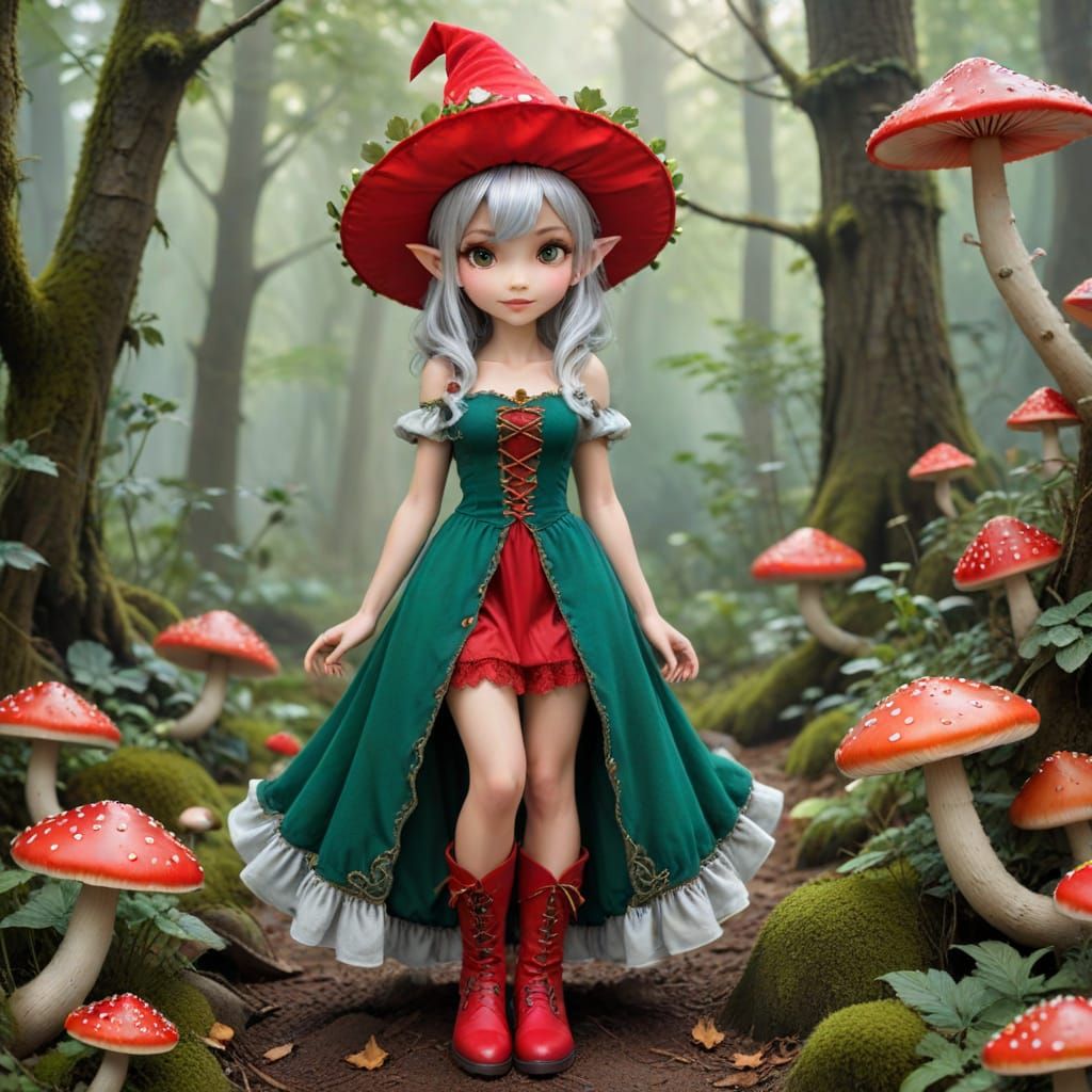 Pixie Maiden in Scarlet Attire