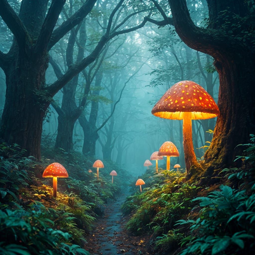 Glowing Fae in Magic Forest: Fantasy Concept Art