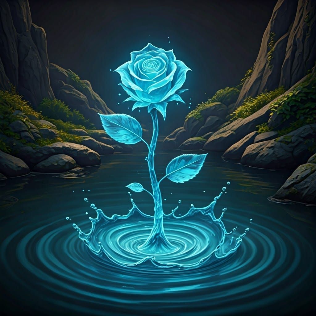 Ethereal Water Roses Emerge from a Serene Rock Garden in Stu...