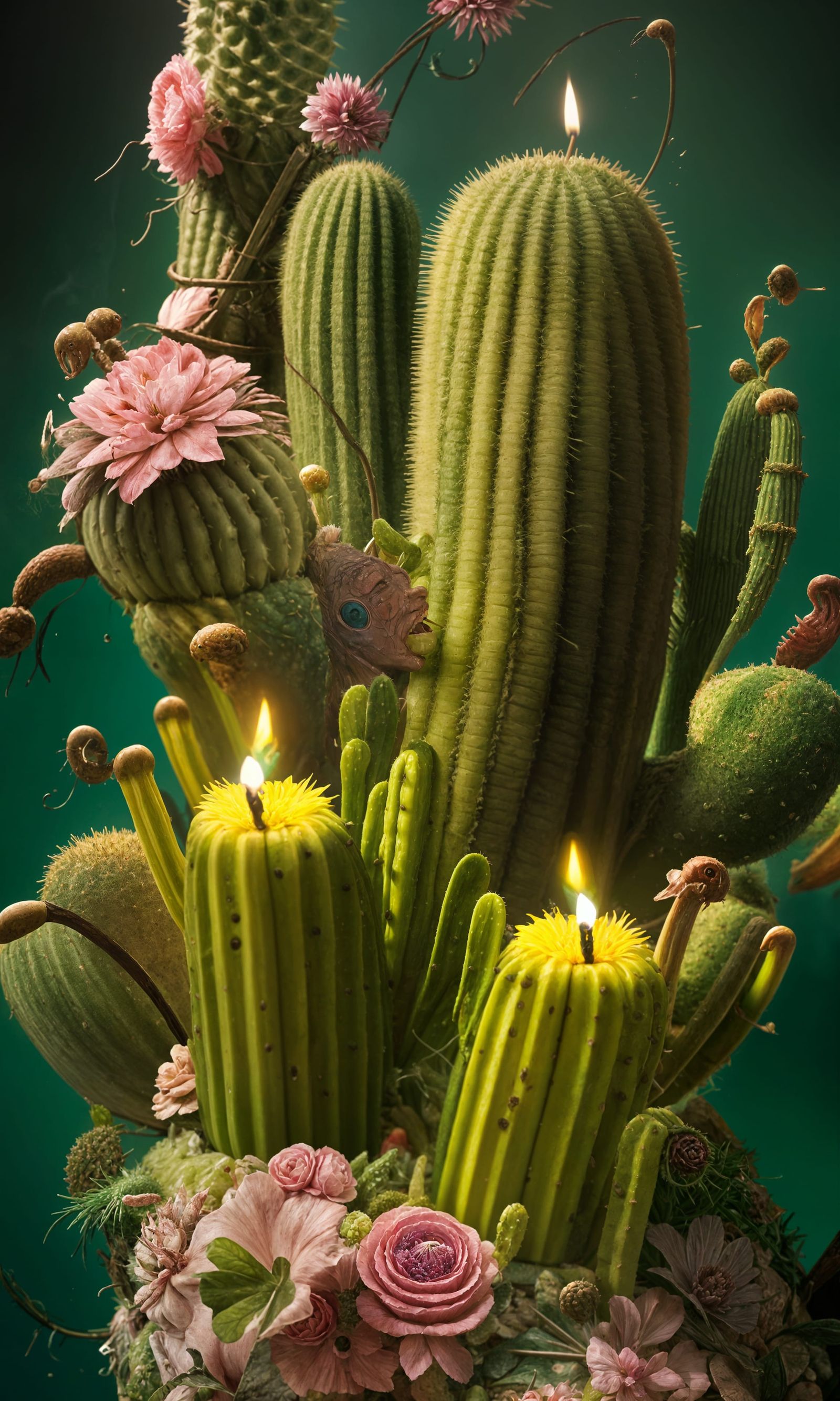 Surreal Cactus Mouth Eats Birthday Cake
