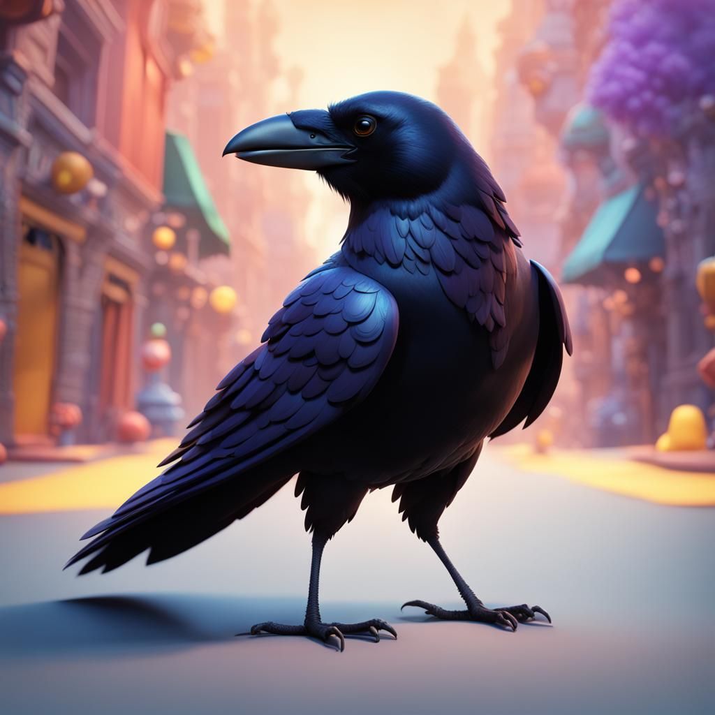 Stylized 3D Crow Concept Art