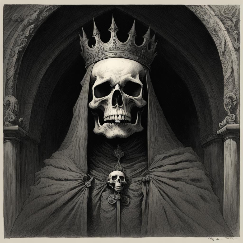 King Nothing Skull in Horror Style