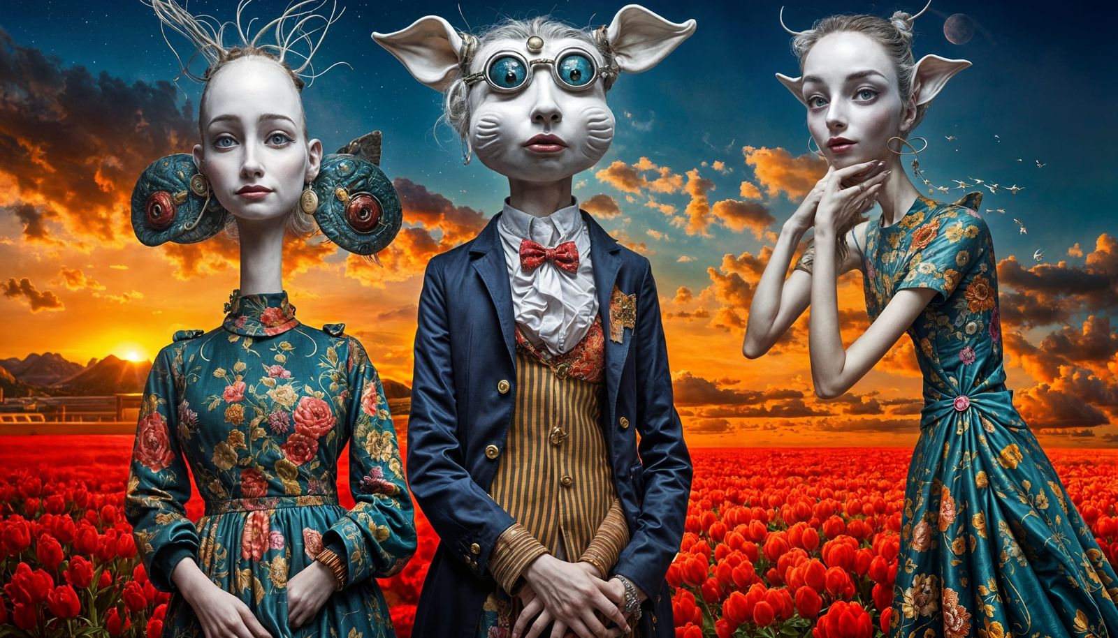 Surreal Alien Celebration in Gritty Restaurant