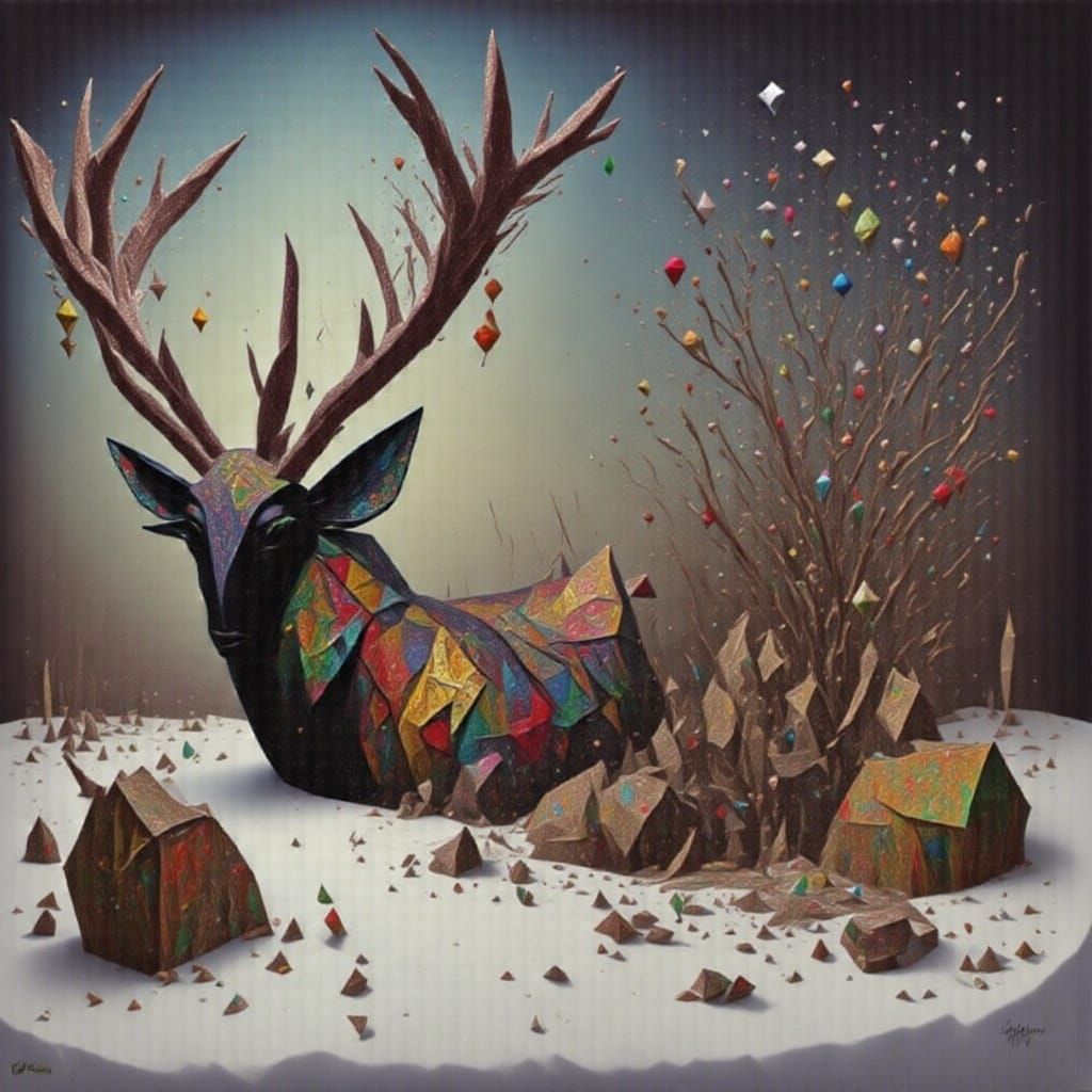 Reindeer Hunter on Snowmobile in Snowy Wilderness