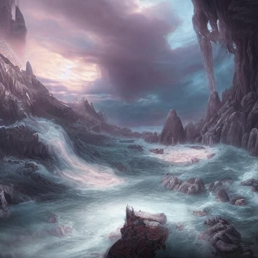 Poseidon Emerges from Stormy Waters: Fantasy Art