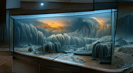 Ocean Maelstrom in Fish Tank, Photorealistic Painting