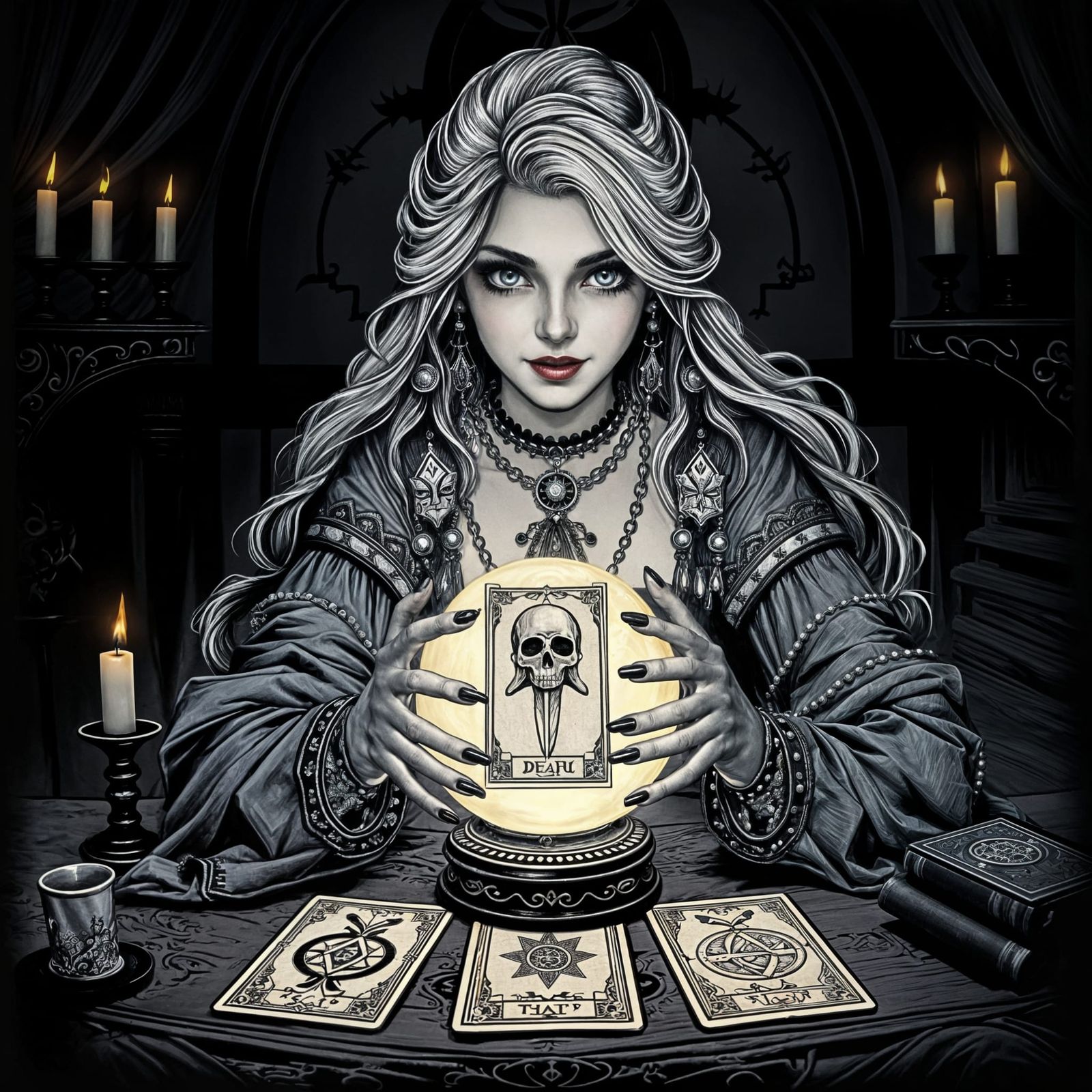 Mystical Fortune Teller with Crystal Ball