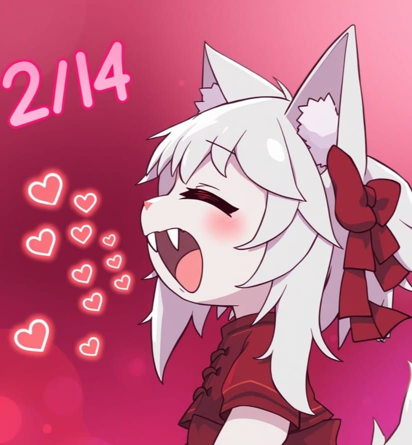 Chibi Anime Catgirl Celebrates Valentine's Day