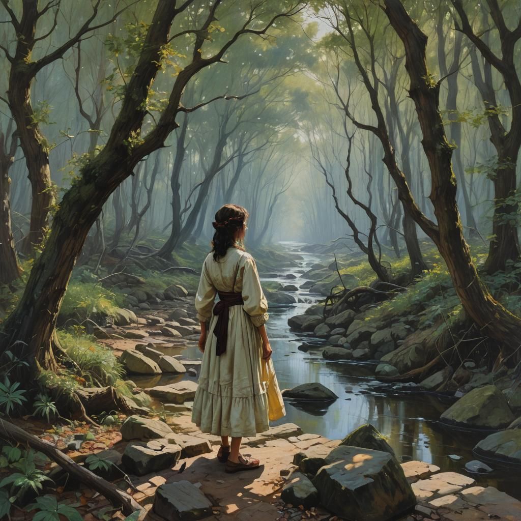 Evocative Oil Painting of Longing, Gurney Style