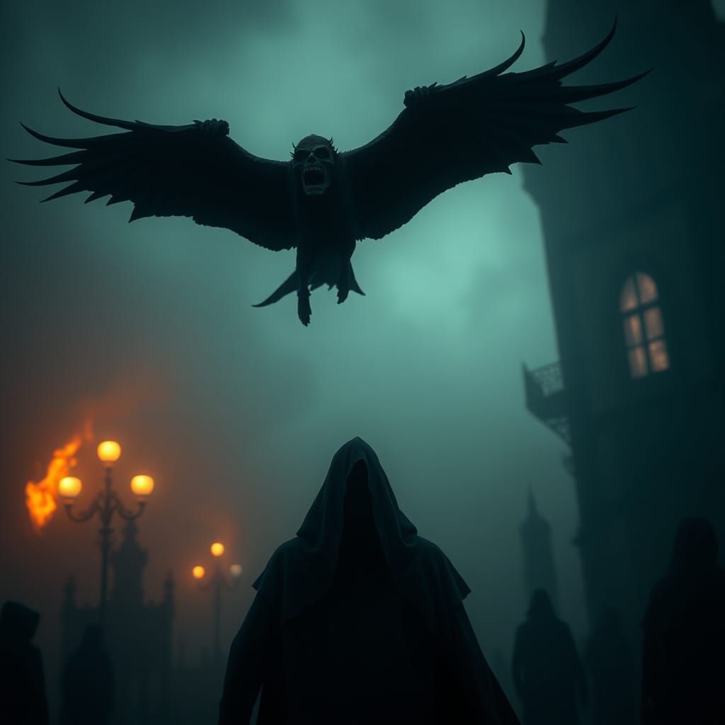 Sinister Atmospheric Scene in Hyperrealistic Style