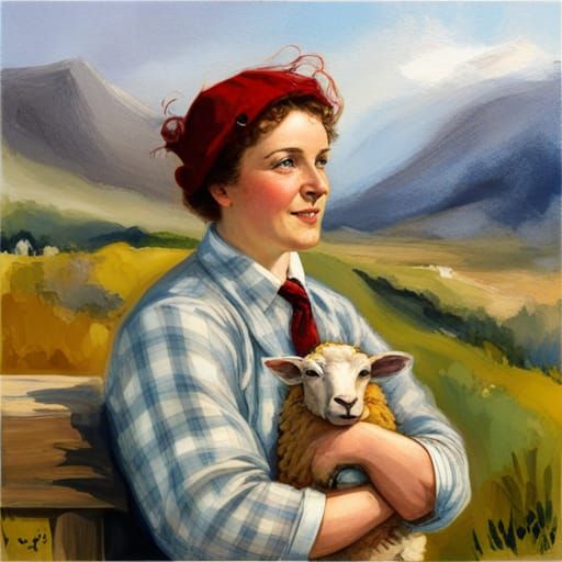 Laughing Sheep in Tartan Pattern