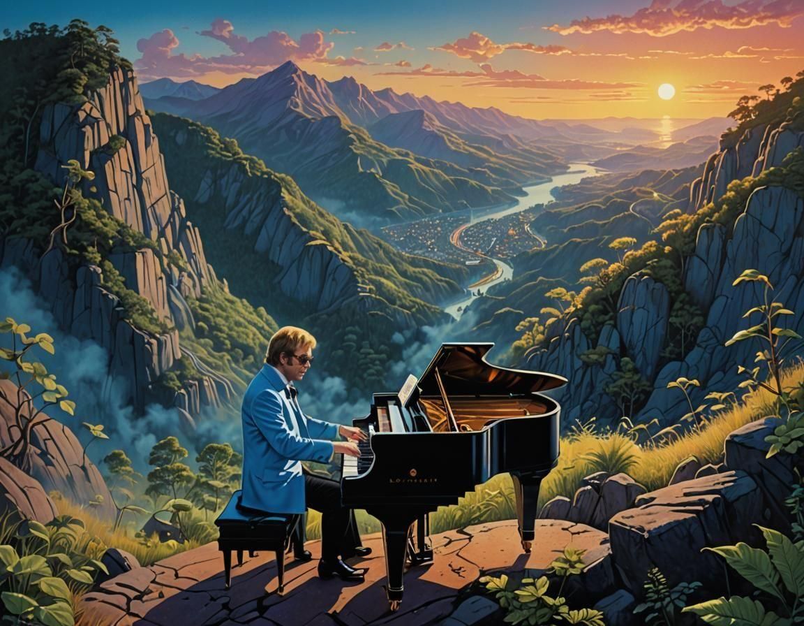 Elton John Inspired Piano Artwork in Nappi Style