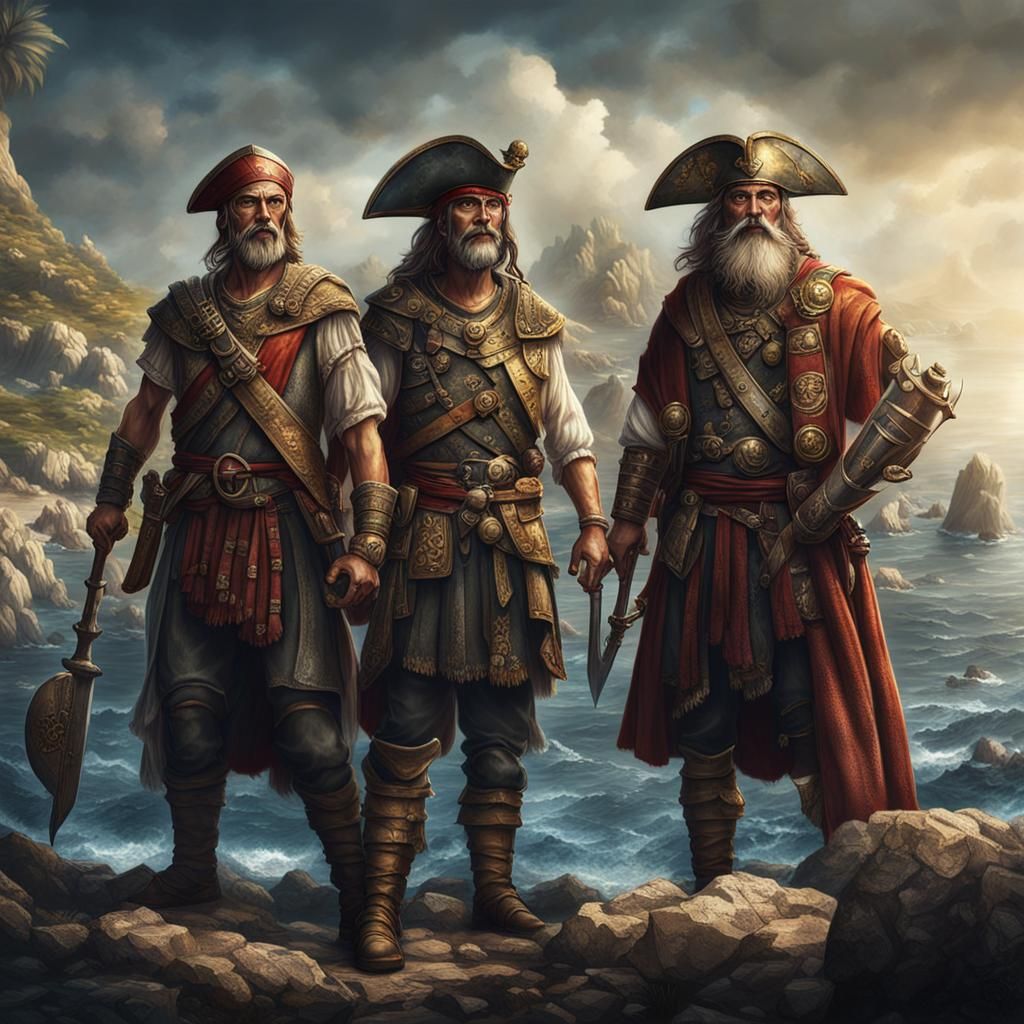 Ancient Greek Pirates Portrait in Detailed Matte Painting
