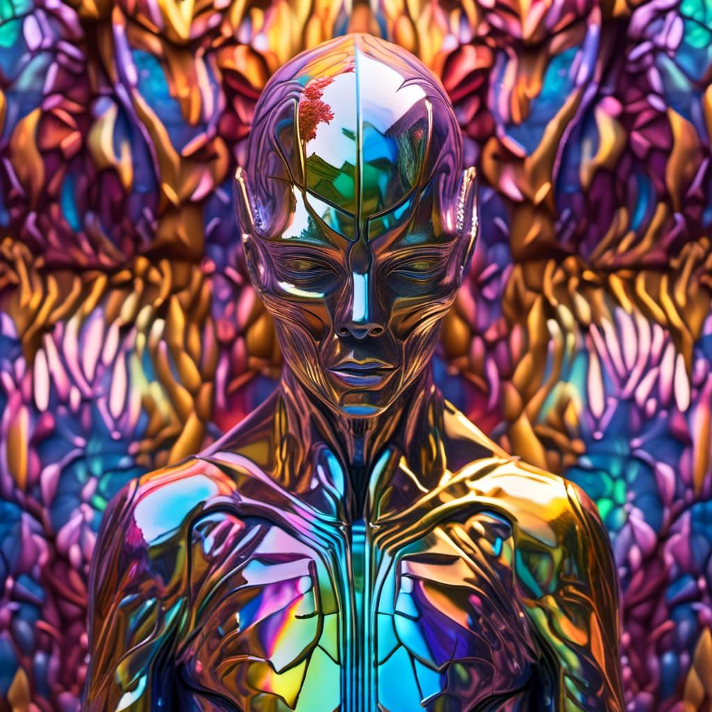 Surreal Cyberpunk Aliens in Vibrant Metallic Hues