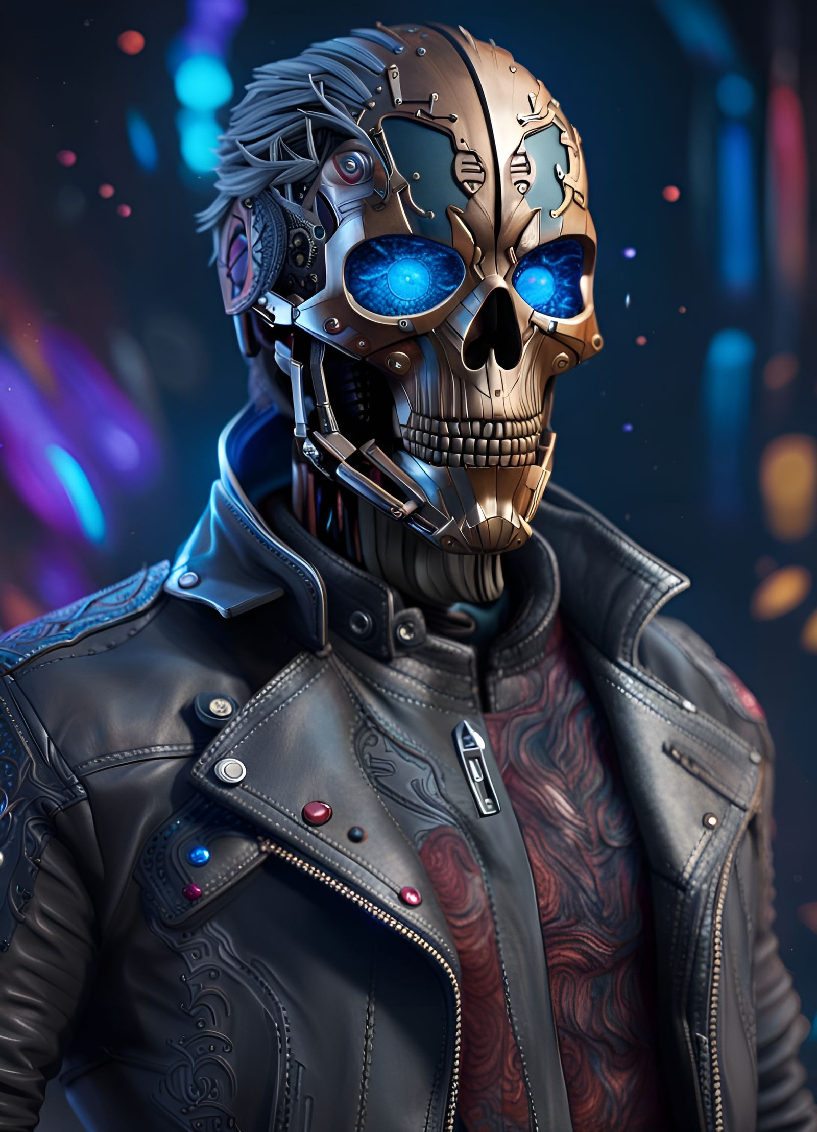 A combo of Peter Quill and Drax in skull bionic form.