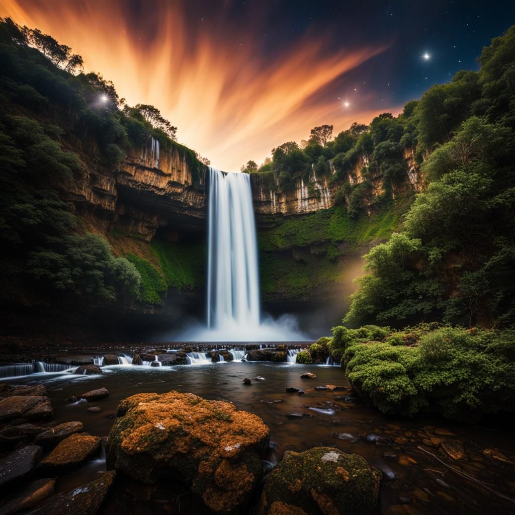 Waterfall in Space: Professional Photography