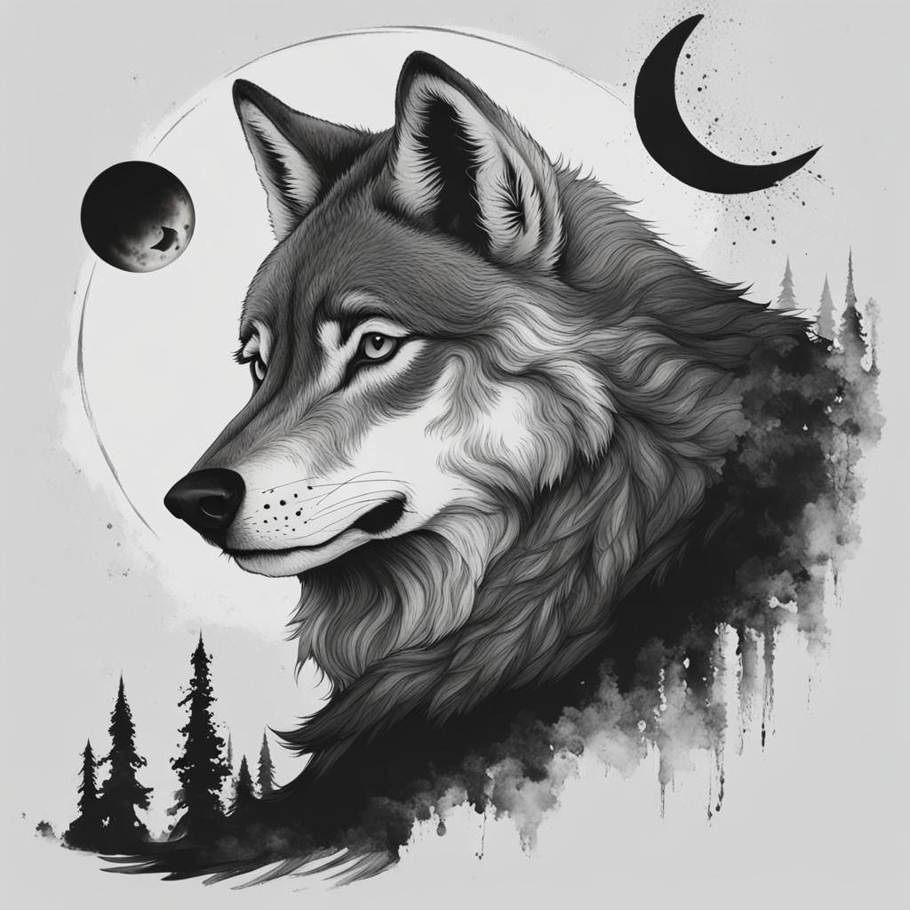 Wolf Howling at Moon: Freedom and Untamed Spirit