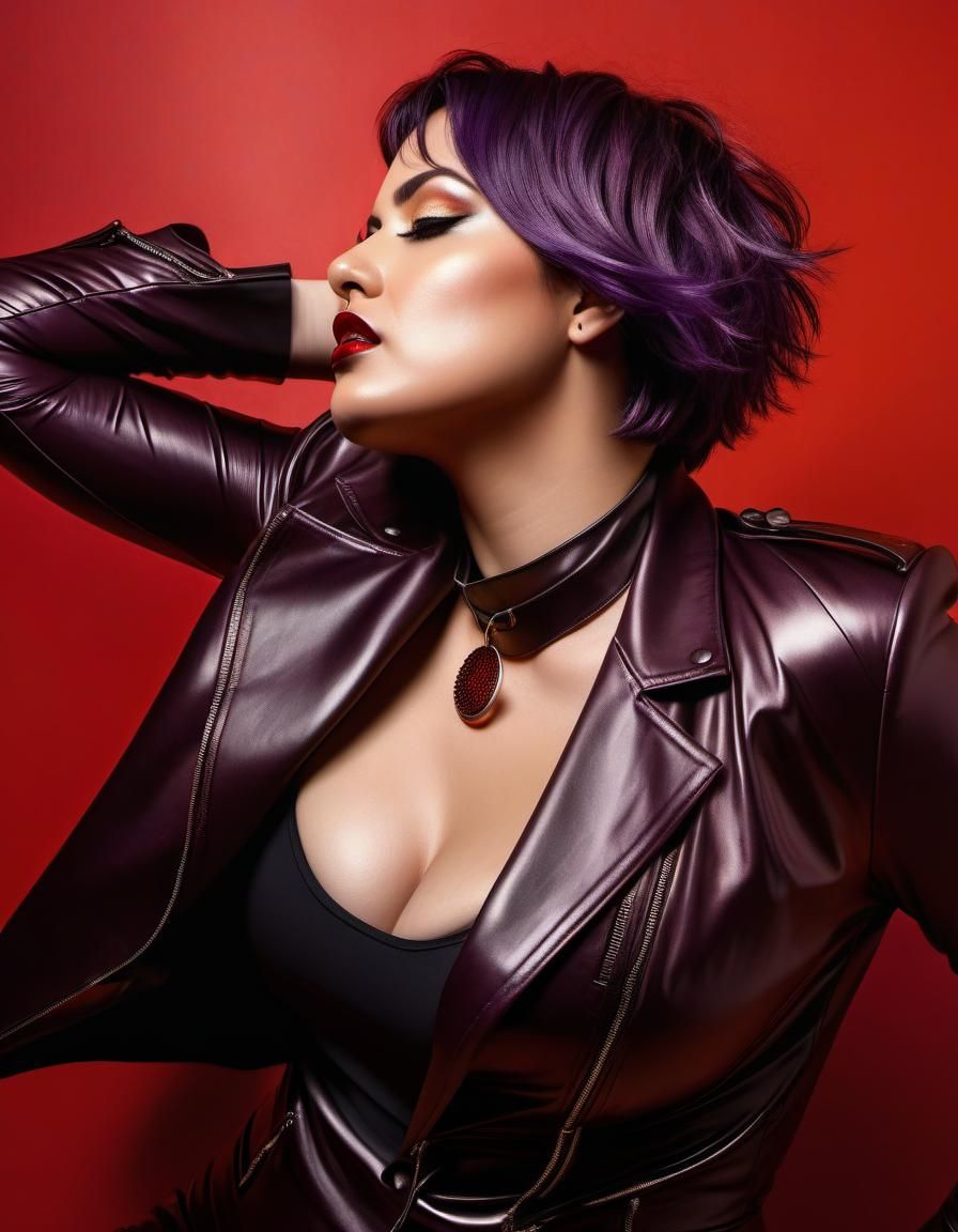 Emotional Underwater Portrait of Woman in Leather