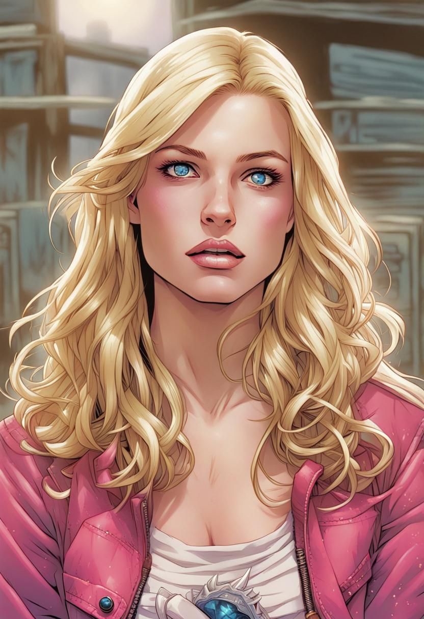 Blonde Teenager in Comic Book Art Style