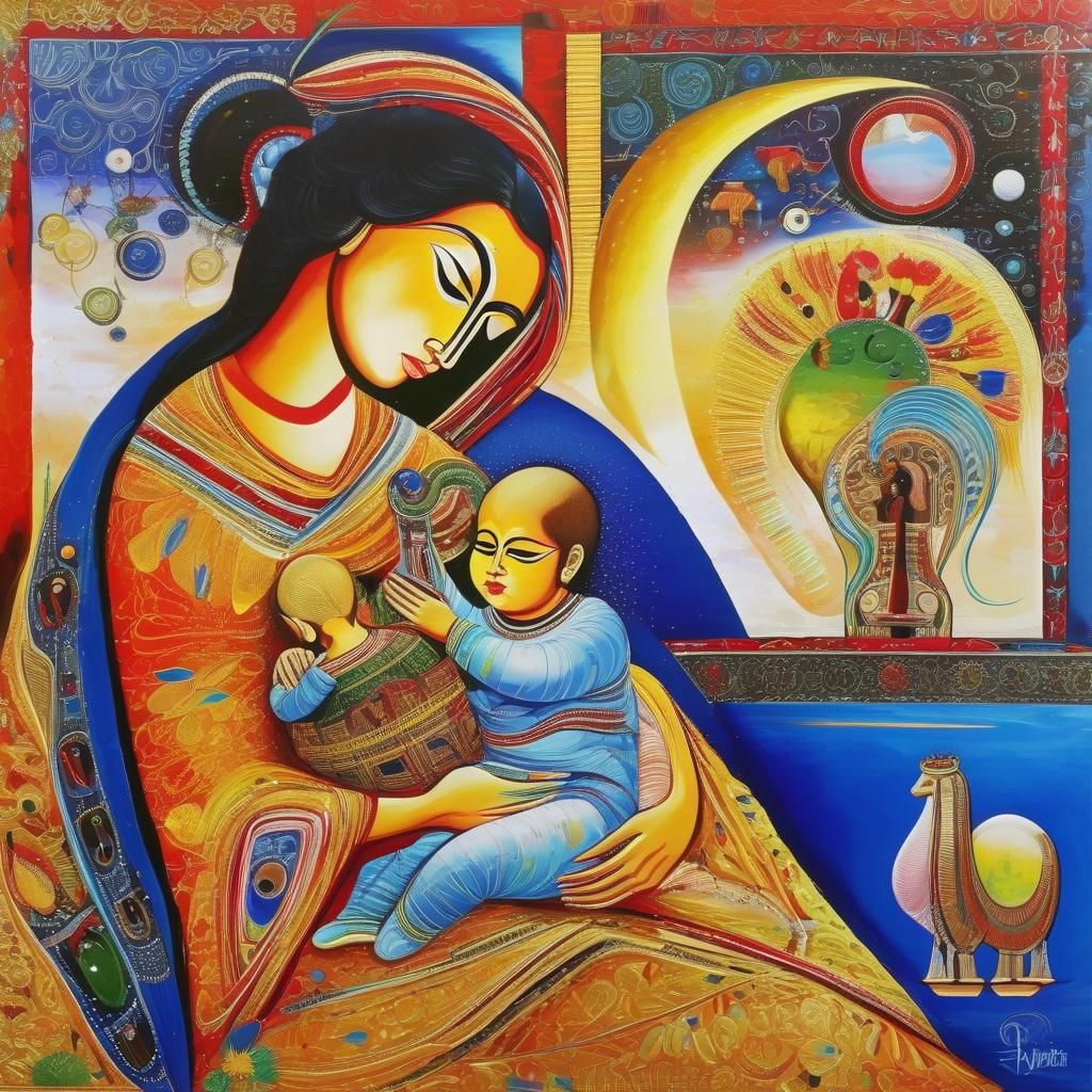 Touching Image of a Mother and Child