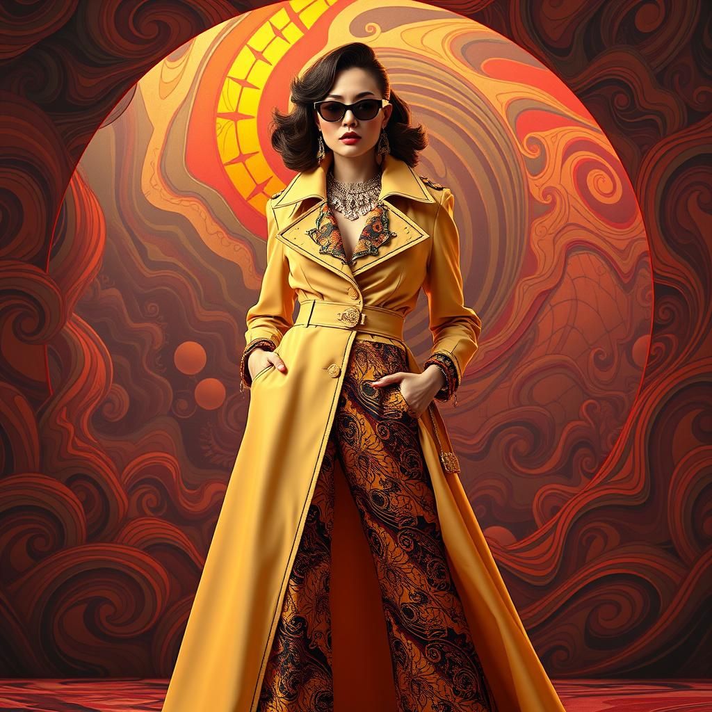 1970s Fashion Model in Neo-Futuristic Matte Painting