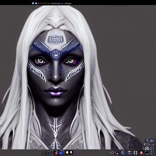Detailed Dark Elf Drow Digital Illustration